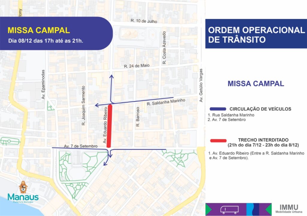 Mapa do transito » Trânsito no Centro será alterado para missa campal em homenagem à Nossa Senhora da Conceição