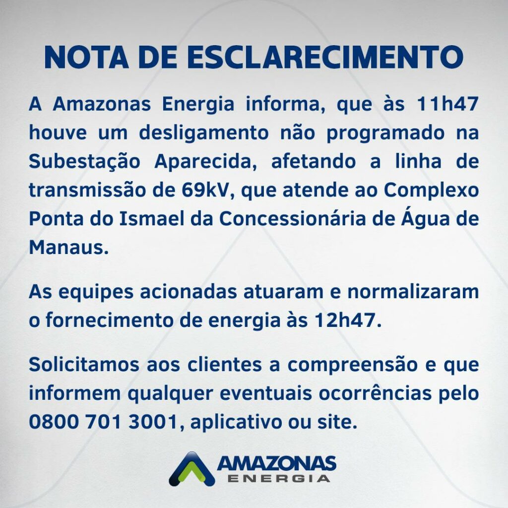 AMAZONAS, ENERGIA, APARECIDA, PONTA DO ISMAEL, ÁGUAS DE MANAUS