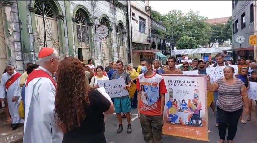 Via Sacra com a participação das pessoas em situação de rua em Manaus. Foto: Macildo Riberio/Rádio Rio Mar